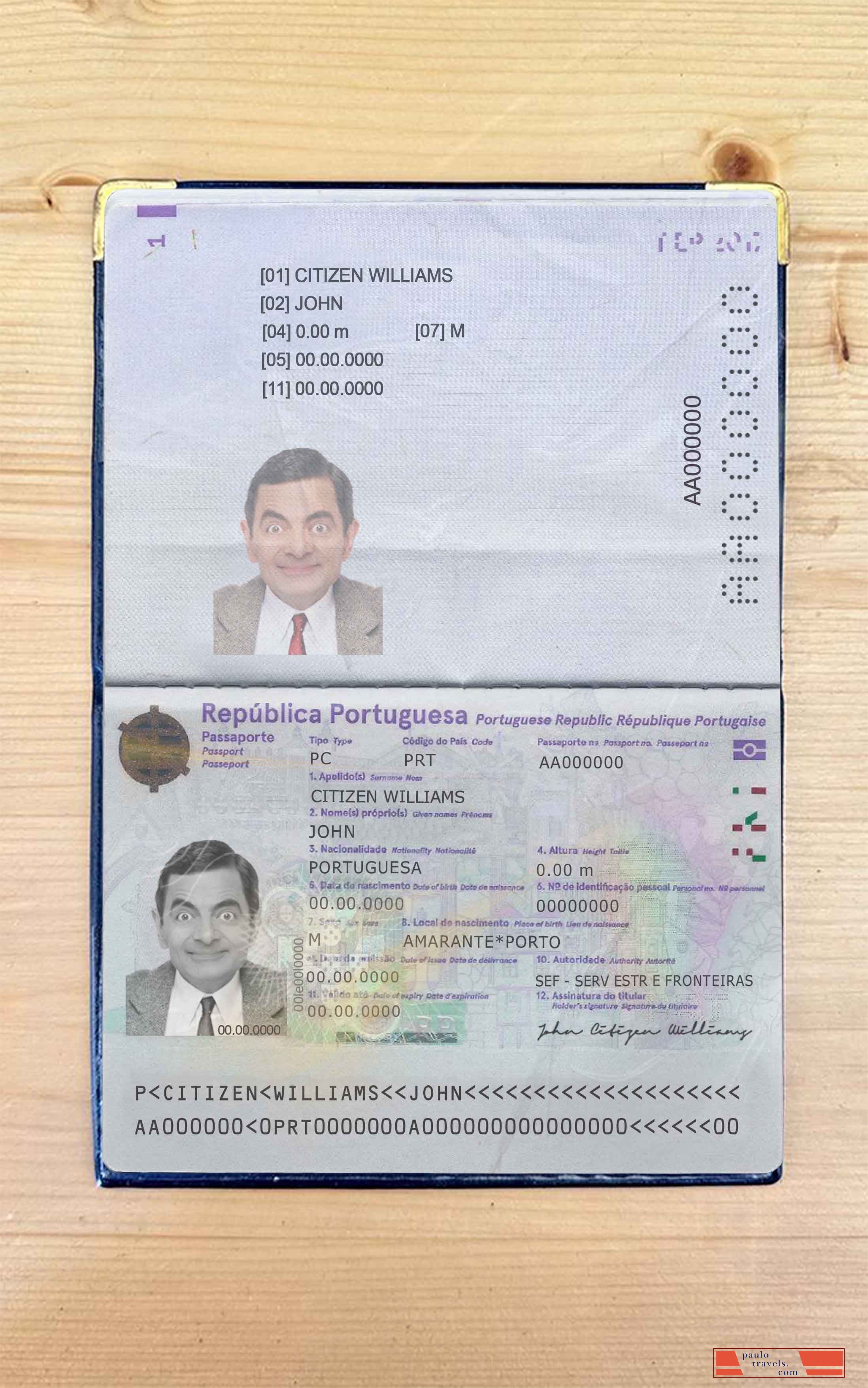 Portugal pass (2017 present) photo look PSD template